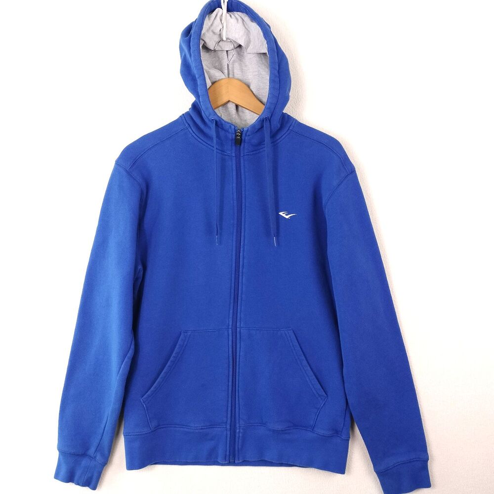 Everlast Hoodie Mens Small Blue Full Zip Sweatshirt Athletic Boxing Streetwear